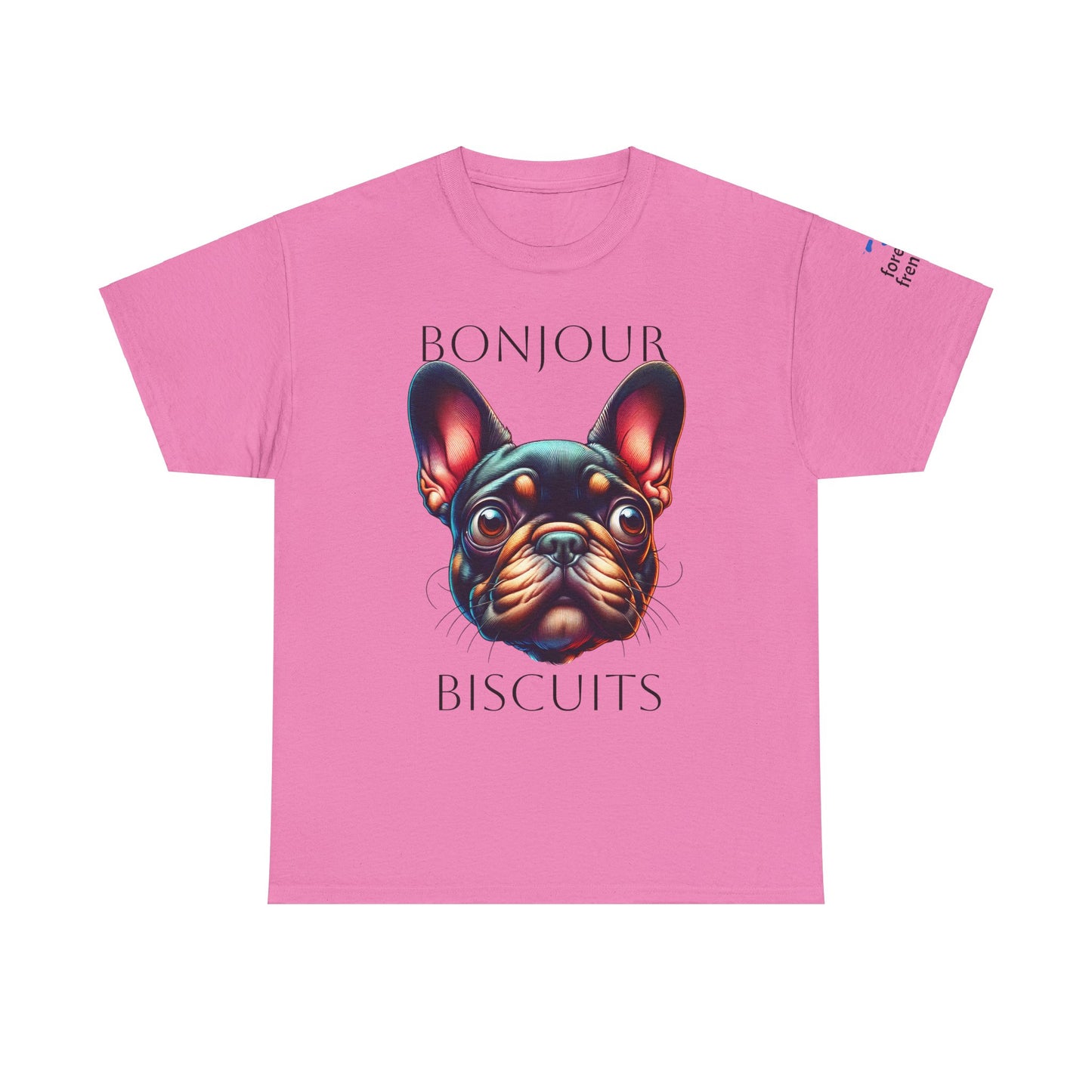 Funny French Bulldog T-Shirt - 'Bonjour Biscuits' Unisex Heavy Cotton Tee